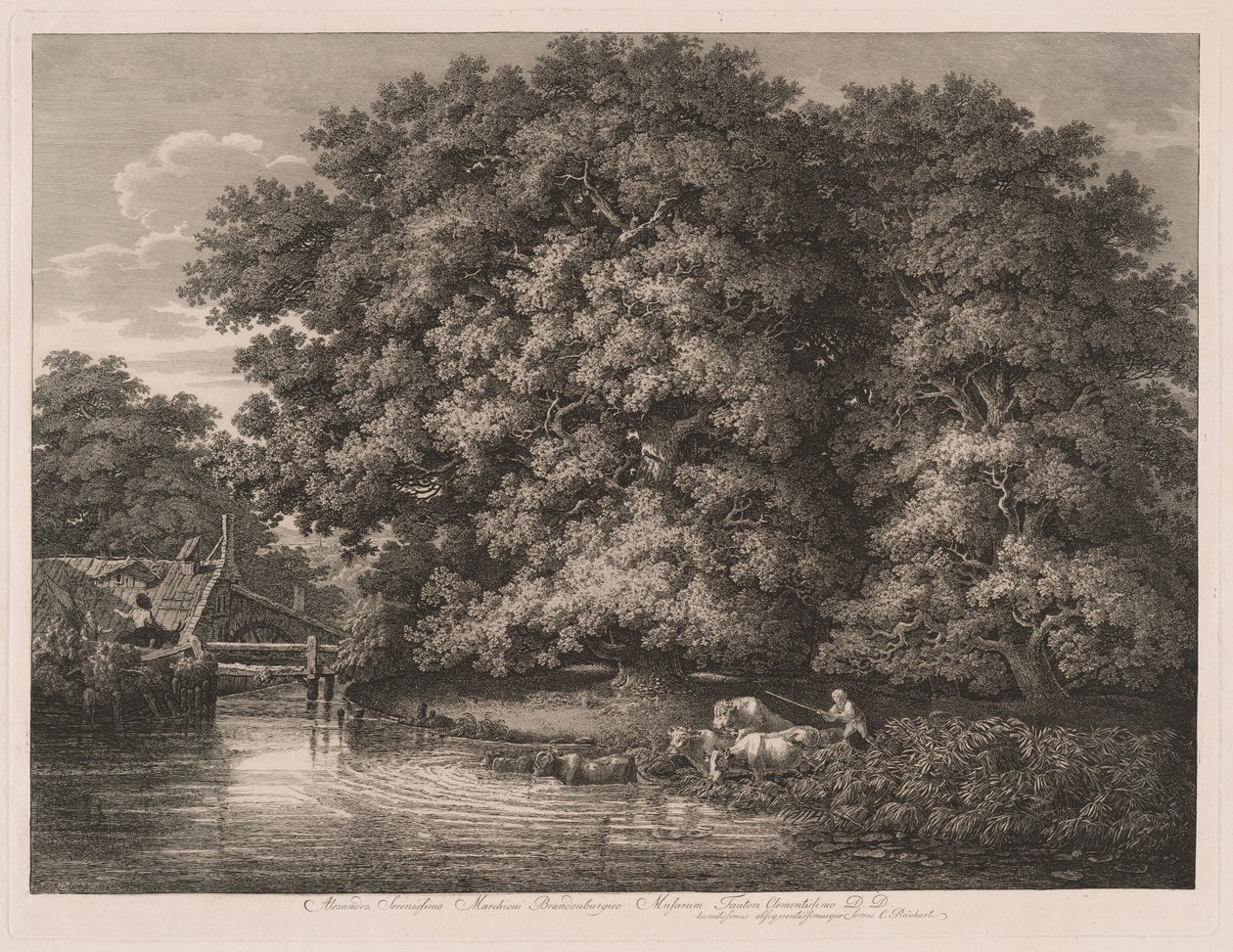 De molen bij de Great Oaks door Johann Christian Reinhart