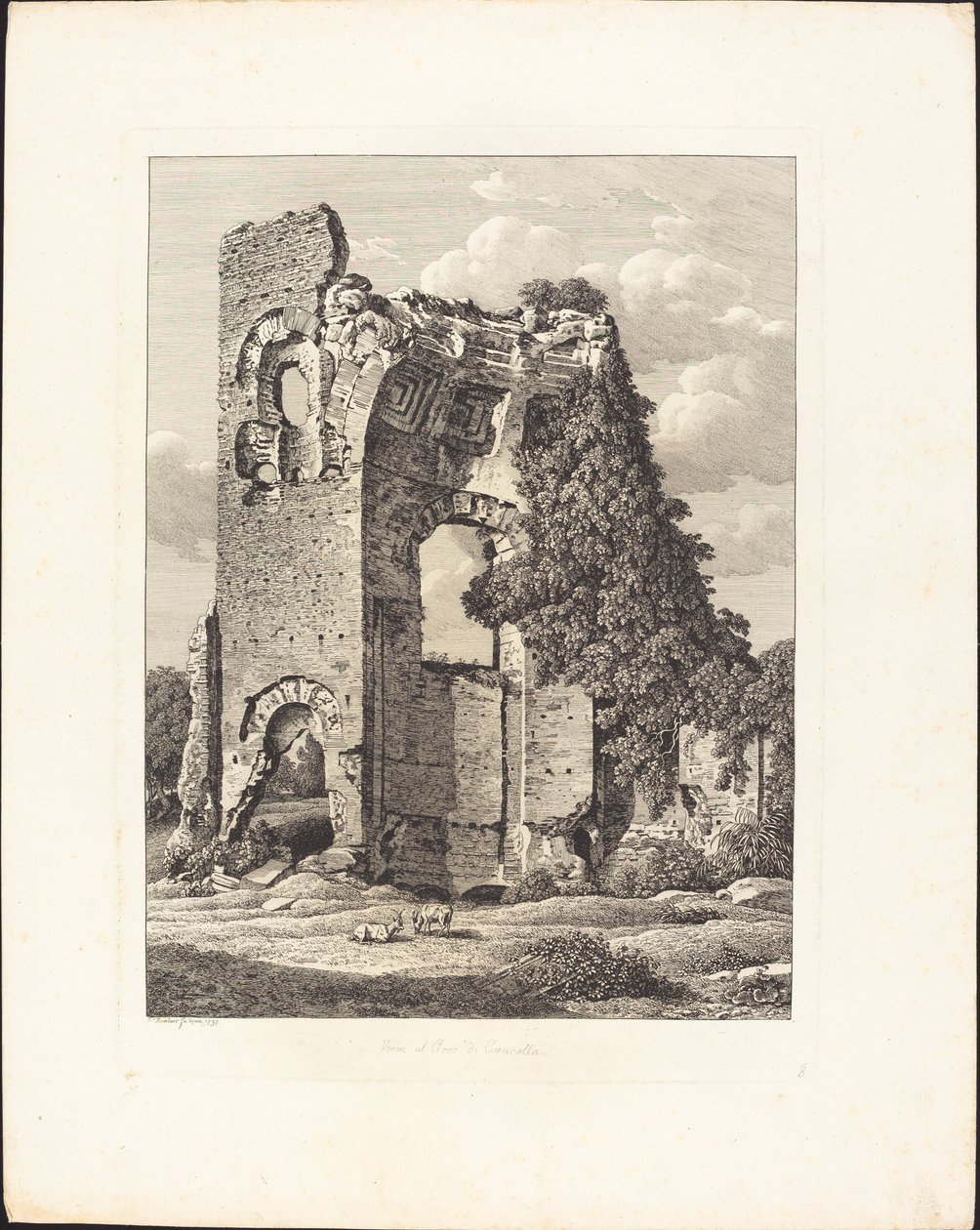 Dichtbij het Circus van Caracalla door Johann Christian Reinhart