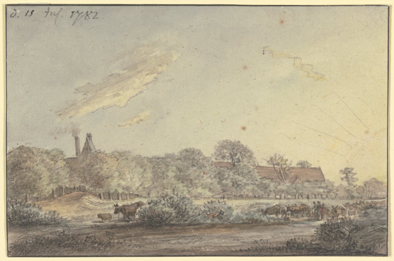 Dorp tussen de bomen door Johann Christian Reinhart