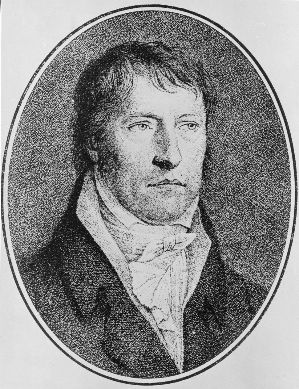 Portret van Georg Wilhelm Friedrich Hegel, Duitse filosoof, gegraveerd door F.W. Bollinger door Johann Christian Xeller