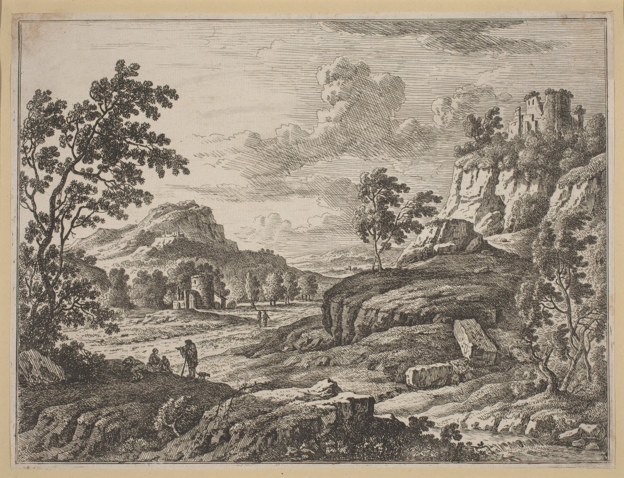 Landschap met twee verwoeste torens door Johann Christoph Dietzsch