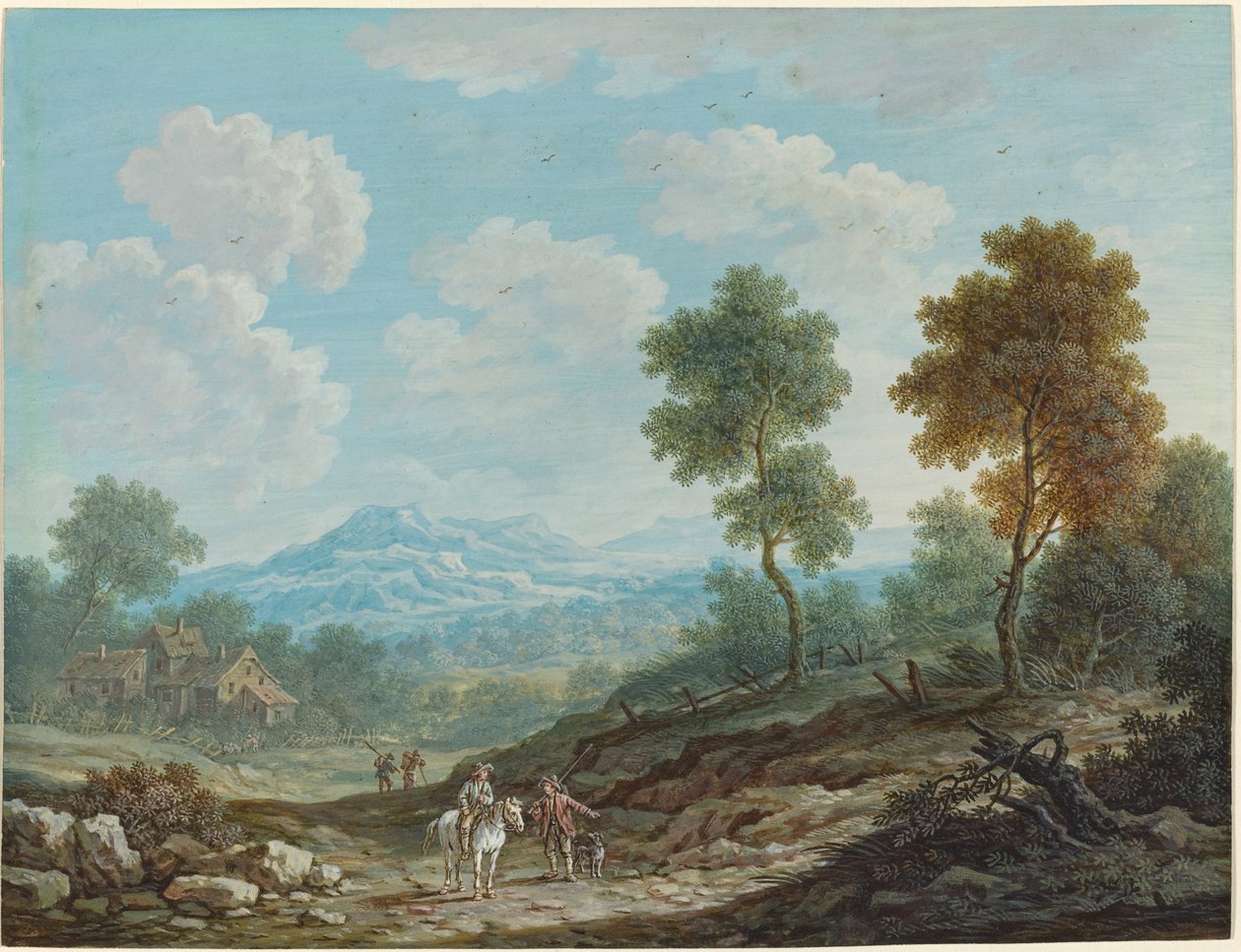 Reizigers in een Brede Vallei door Johann Christoph Dietzsch