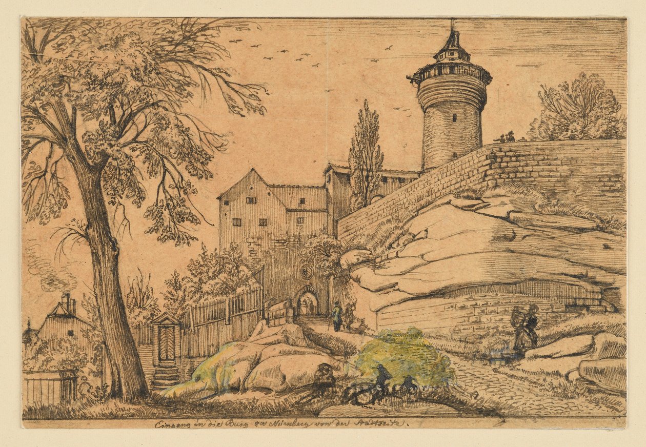 De ingang van het kasteel in Neurenberg vanaf de stadskant door Johann Christoph Erhard