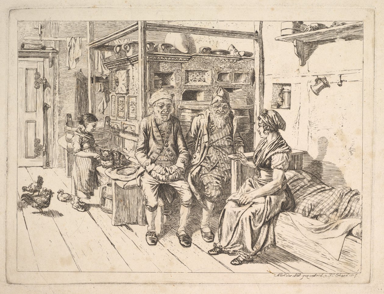 De Joodse familie rond de kachel door Johann Christoph Erhard