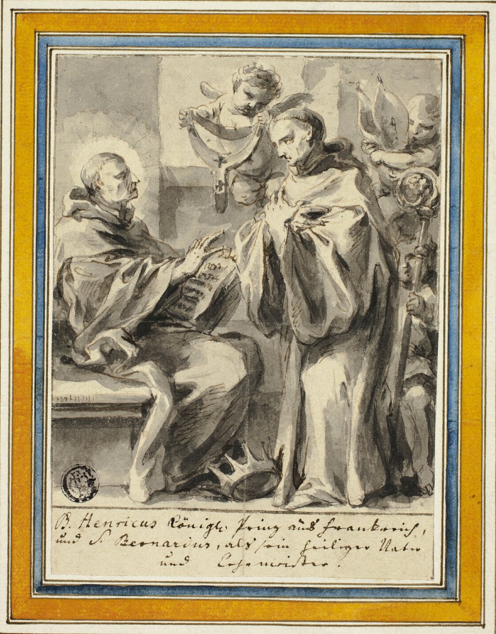 Koning Hendrik van Frankrijk en Sint Bernard van Clairvaux door Johann Christoph Lischka