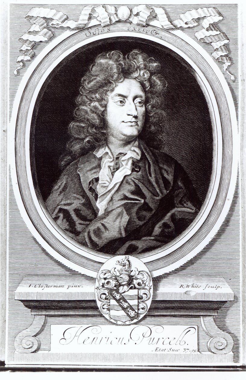 Portret van Henry Purcell (1659-95), Engelse componist, gegraveerd door R. White, 1695 door Johann Closterman