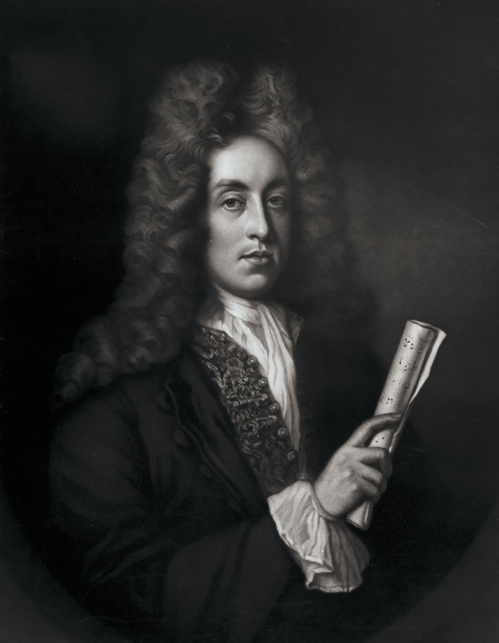 Portret van Henry Purcell gegraveerd door George J. Zobel door Johann Closterman