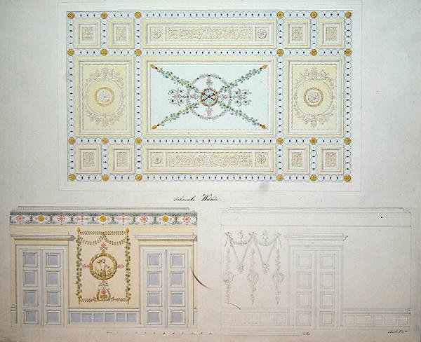 Decoratieve ontwerpen voor het interieur van het Beberbeck-paleis, door Israel Schwalm door Johann Conrad (after) Bromeis