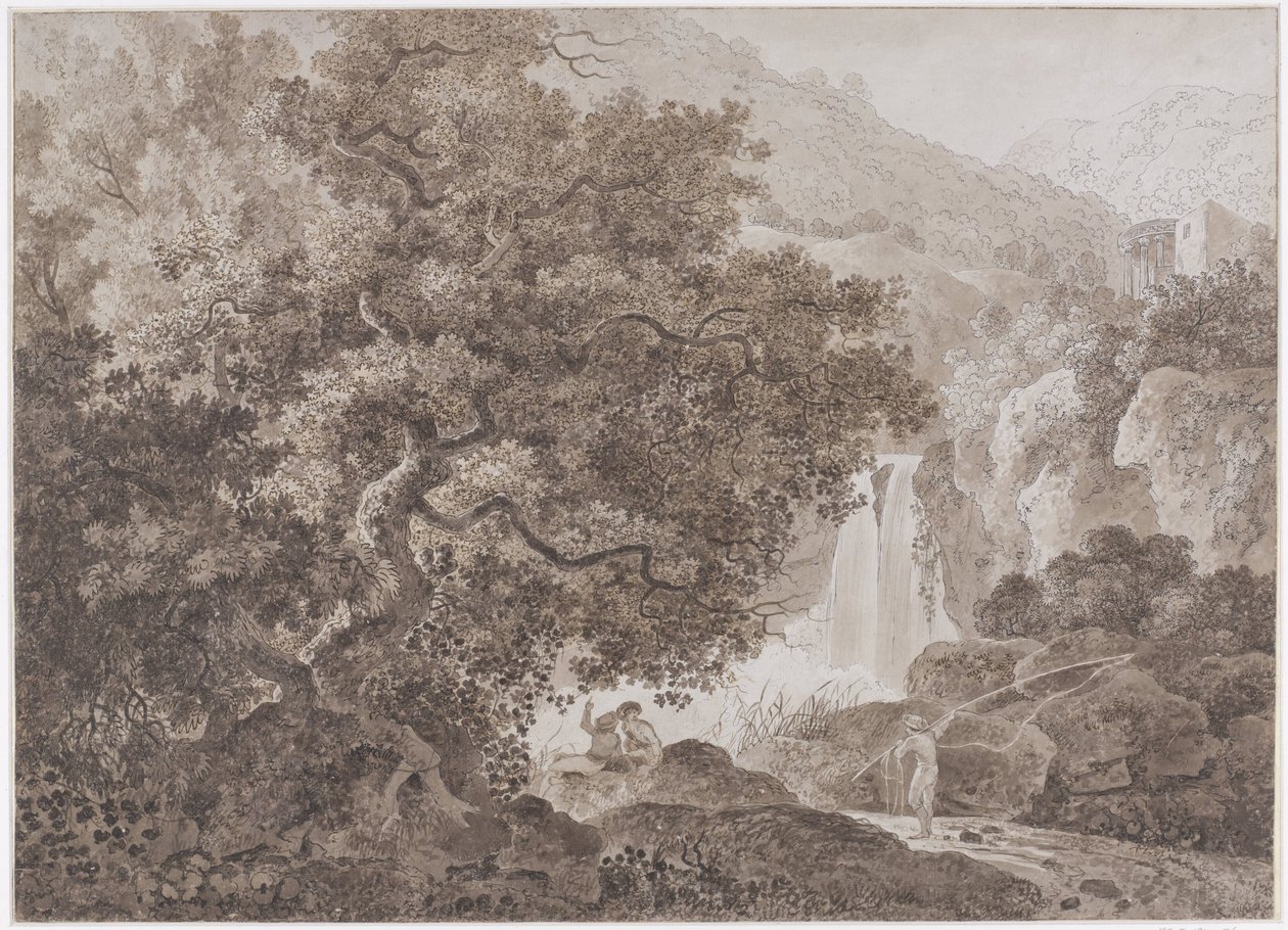 Bebost berglandschap (Tivoli) door Johann Conrad Steiner