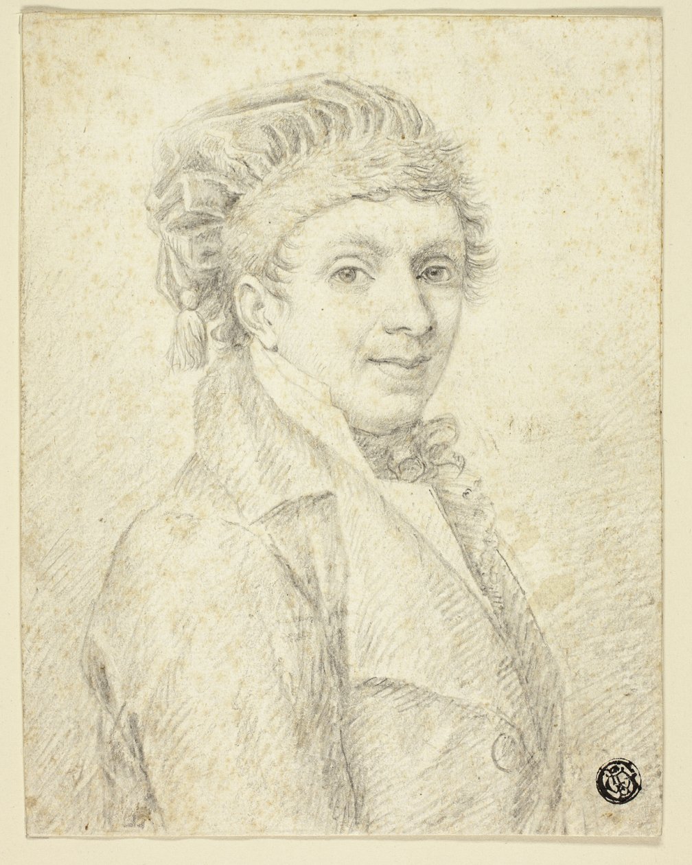 Buste van man met hoed door Johann Elias Ridinger