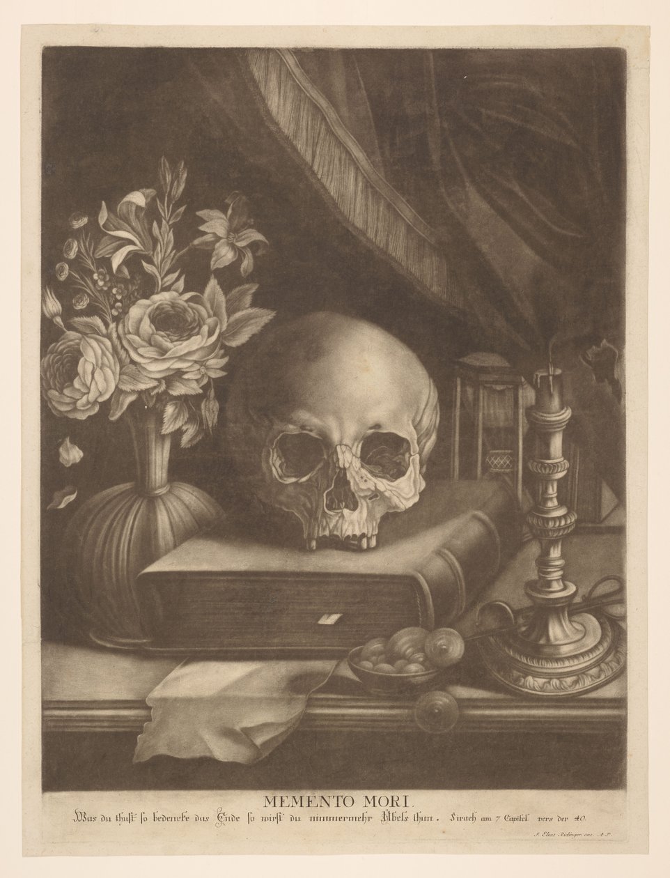 Memento mori door Johann Elias Ridinger