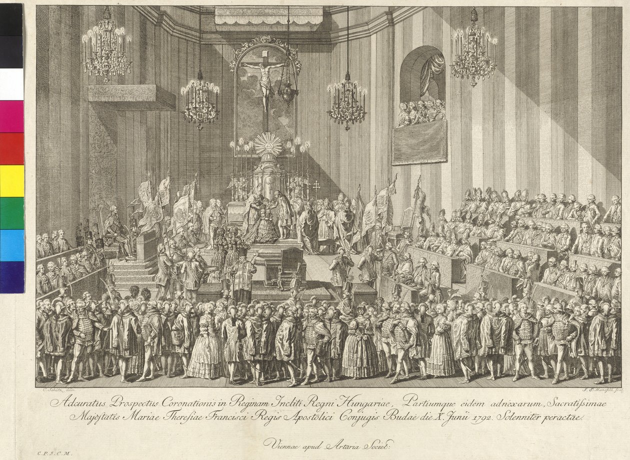Kroning van keizerin Maria Theresia tot koningin van Hongarije op 10 juni 1792 in Boedapest door Johann Ernst Mansfeld