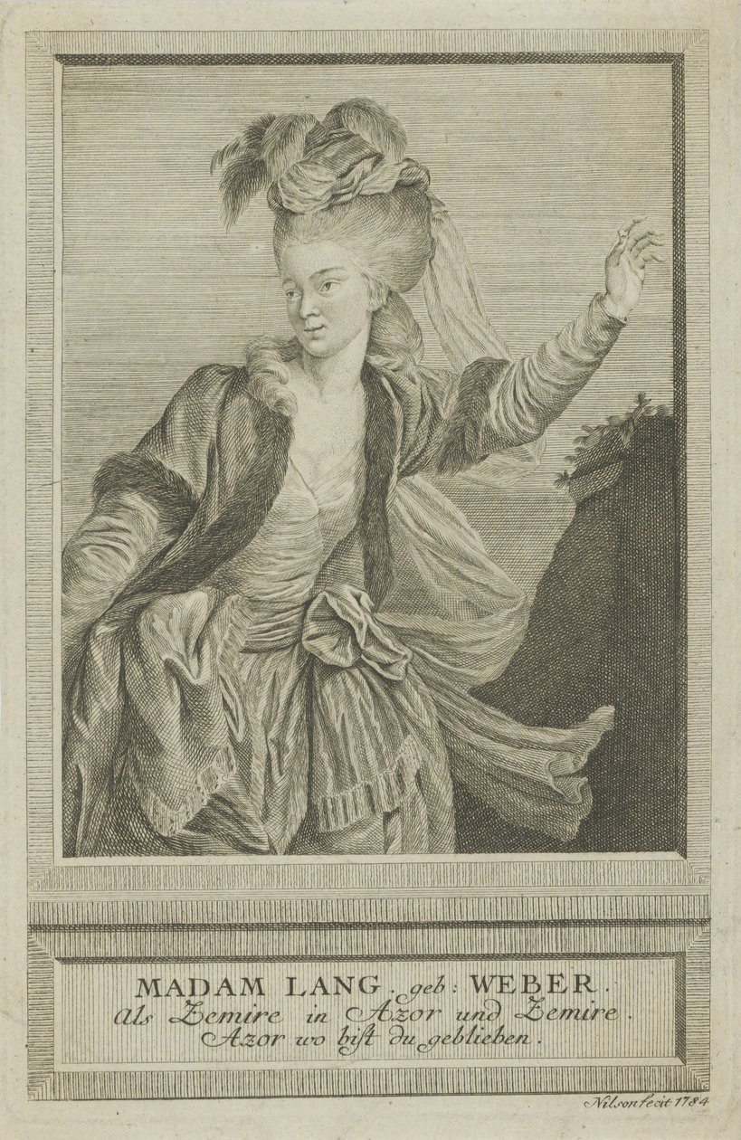 Aloisia Lange, née Weber 1760-1839 als Zemire, 1784 door Johann Esaias Nilson