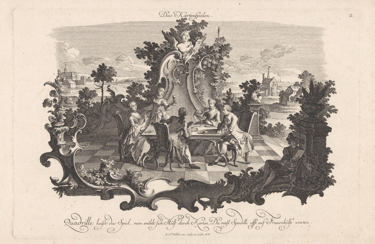Kaartspel (Sociaal vermaak) door Johann Esaias Nilson