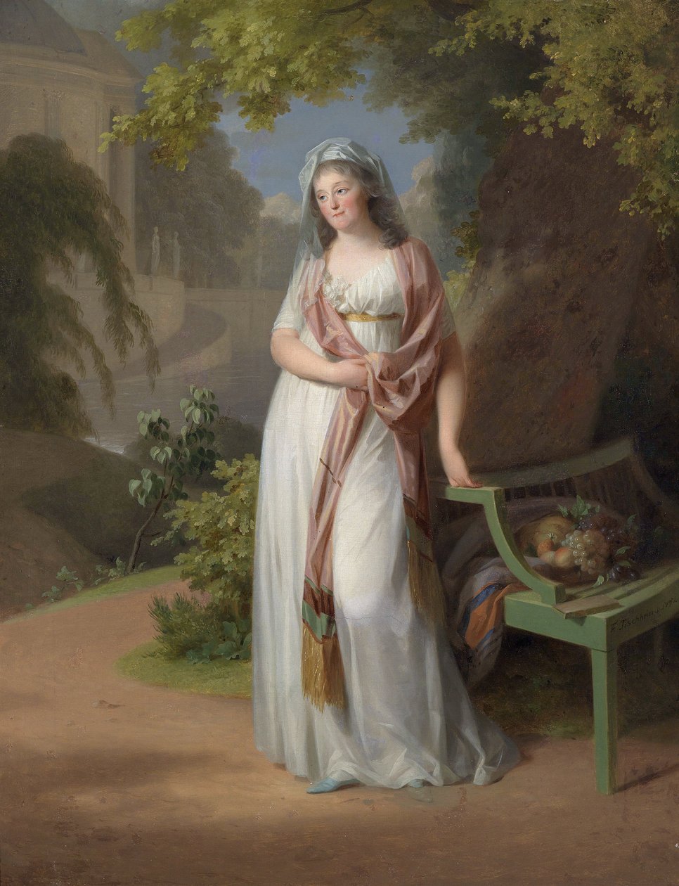 Portret van markgravin Luise von Anhalt-Dessau door Johann Friedrich August Tischbein