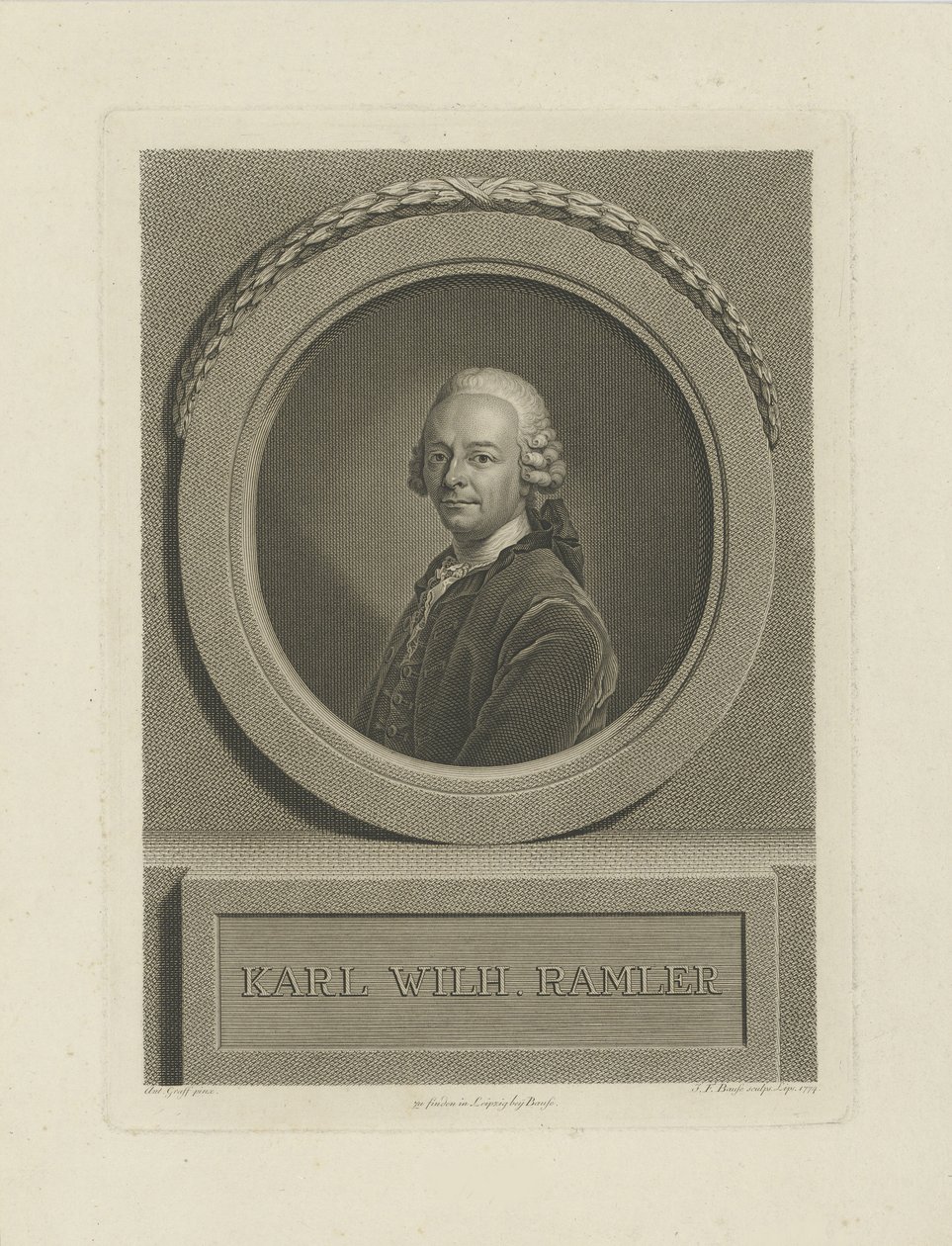 Portret van Karl Wilhelm Ramler 1725-1798, 1774 door Johann Friedrich Bause