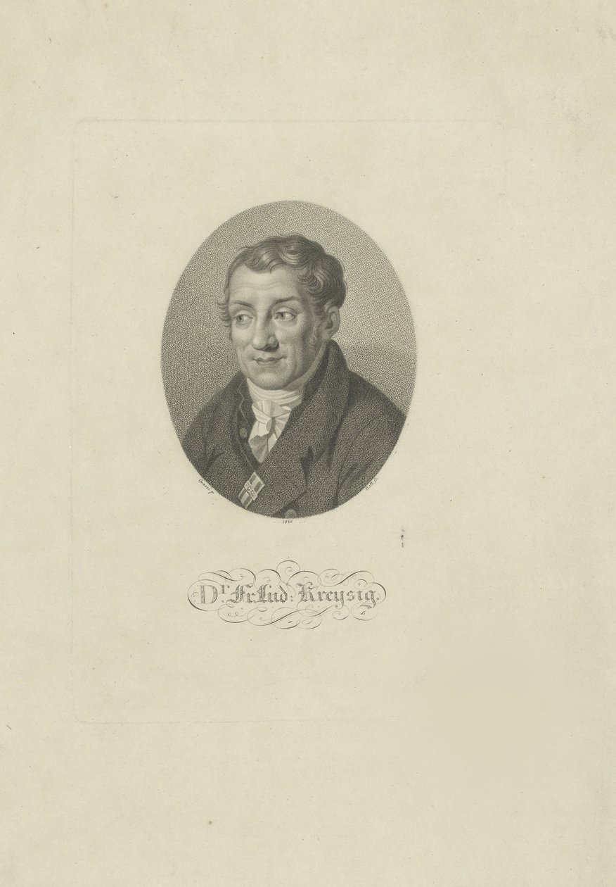 Portret van Friedrich Ludwig Kreysig 1770-1839, 1826 door Johann Friedrich Bolt