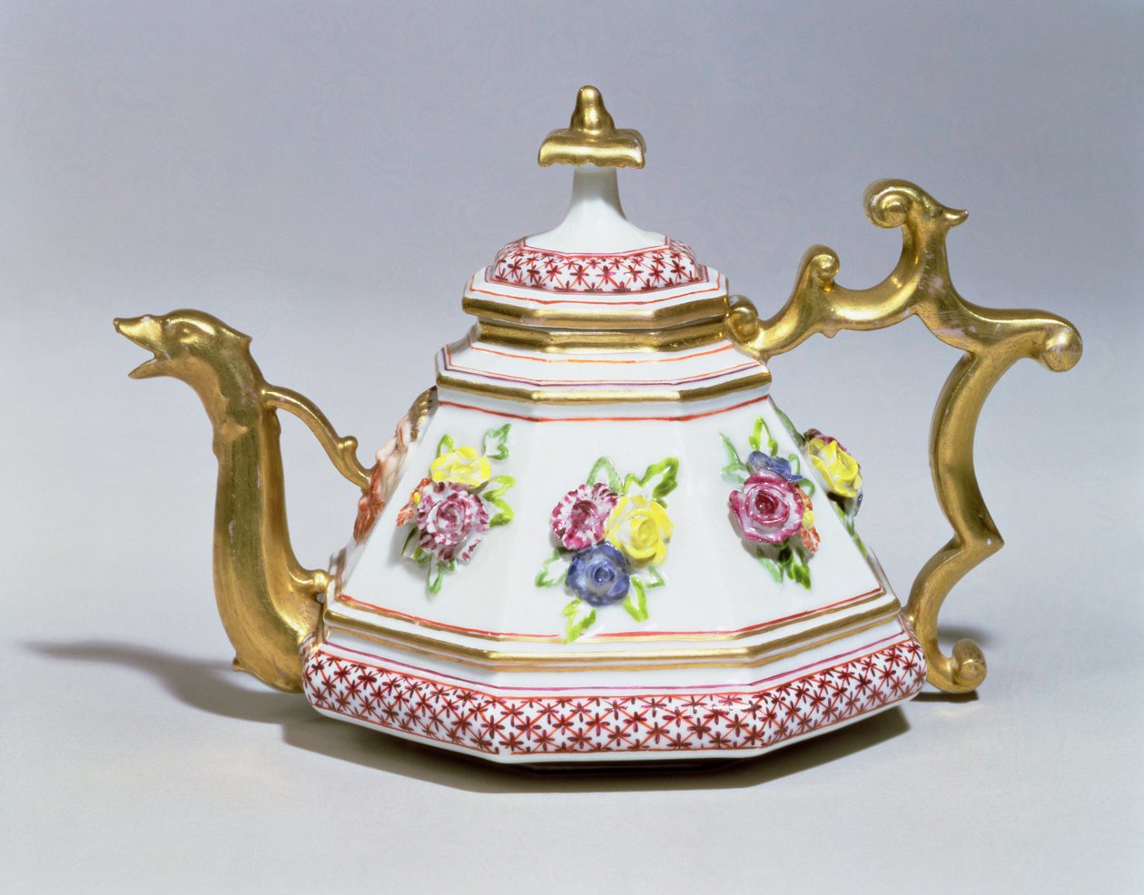 Meissen achthoekige theepot, ca. 1718 (porselein) door Johann Friedrich Bottger