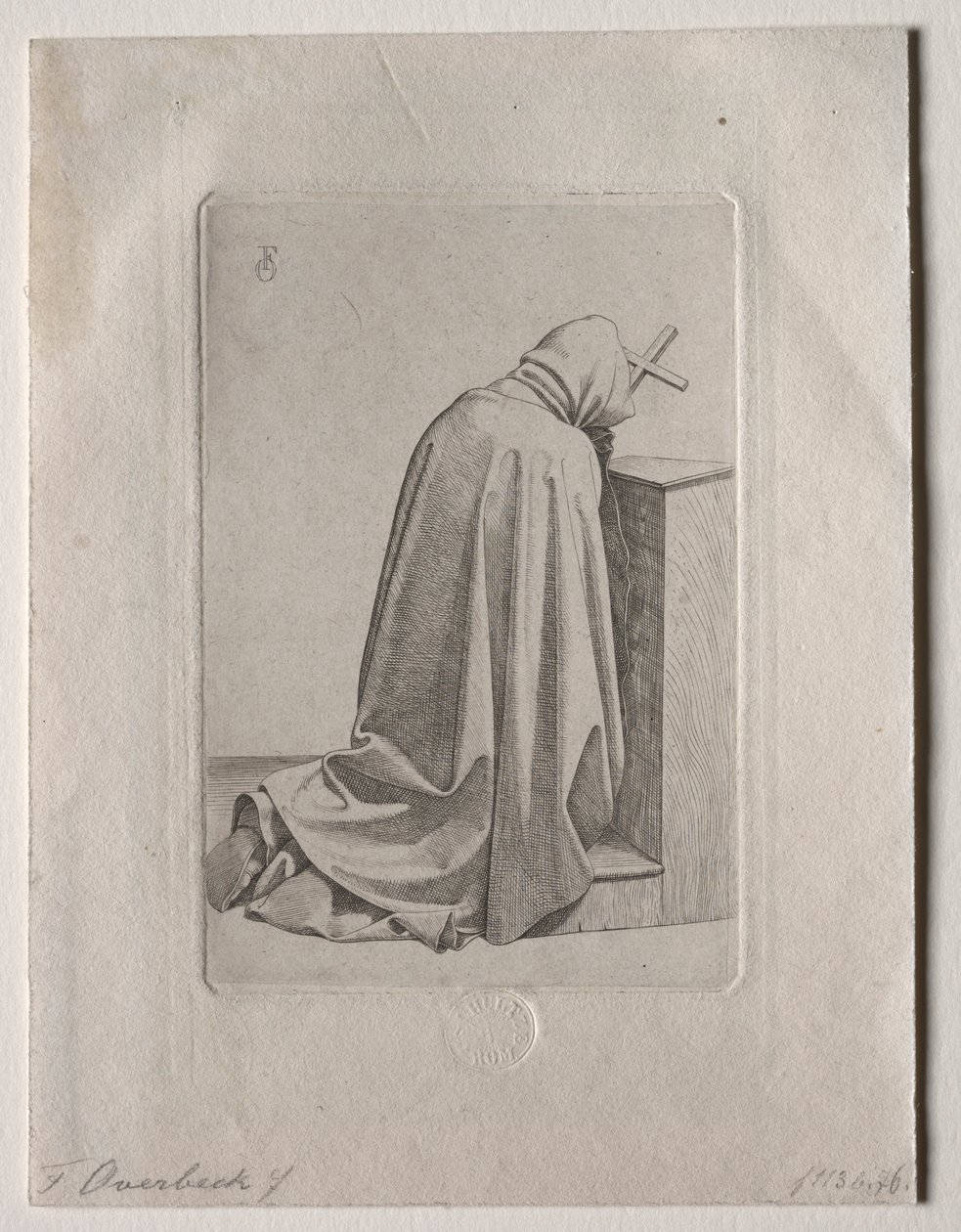 Een biddende monnik, 1826 door Johann Friedrich Overbeck