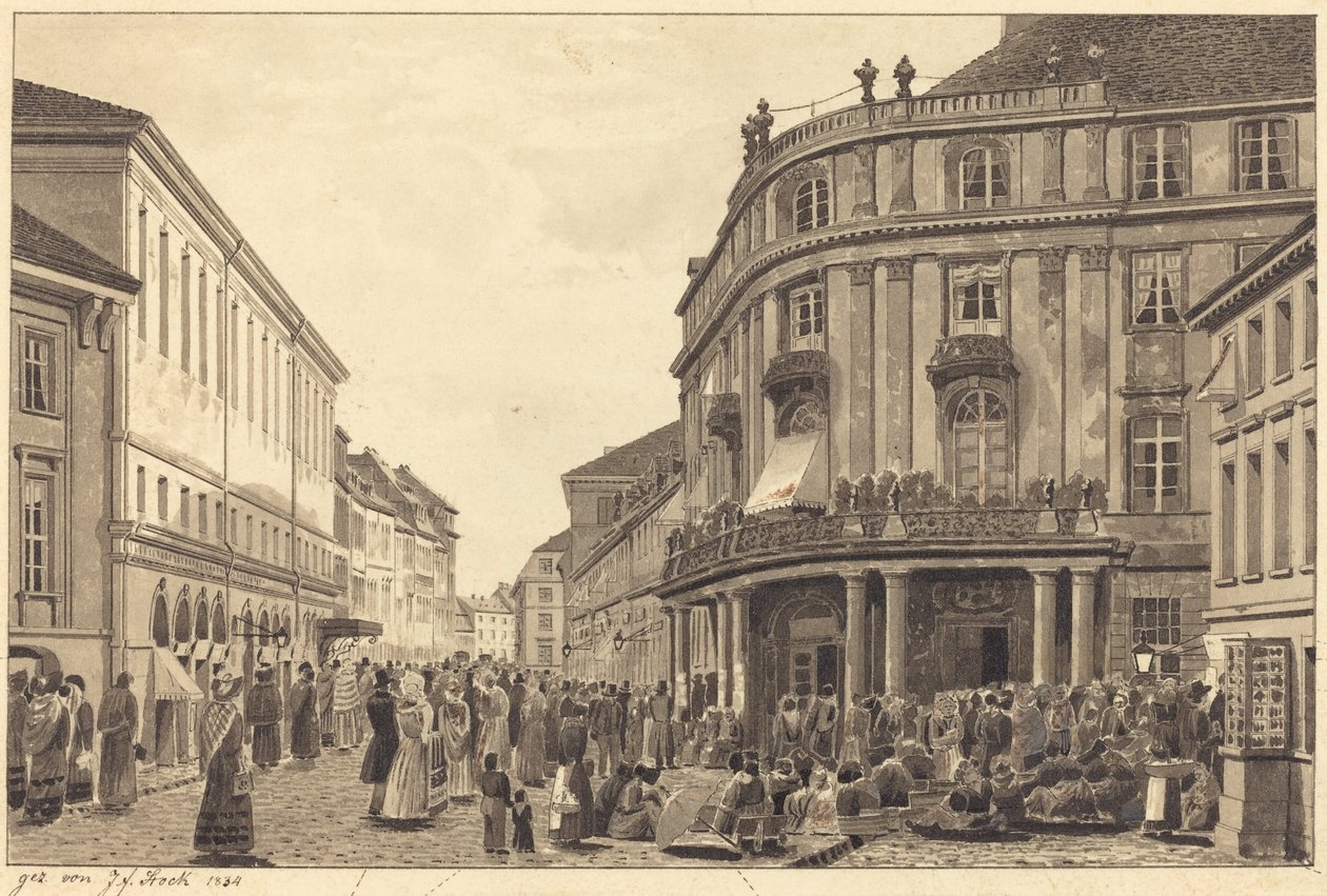 Uitzicht op Muhlendamm door Johann Friedrich Stock
