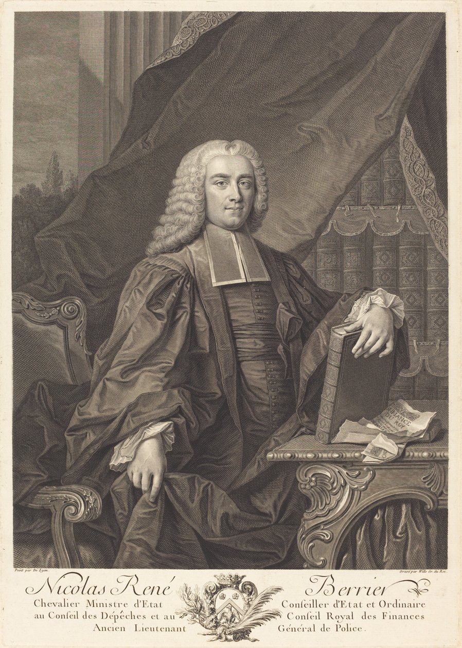 Nicolas Rene Berryer door Johann Georg Wille after Jean François Delyen