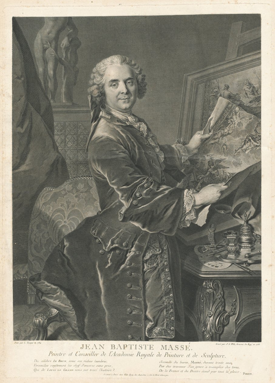 Jean Baptiste Massé door Johann Georg Wille after Louis Tocqué