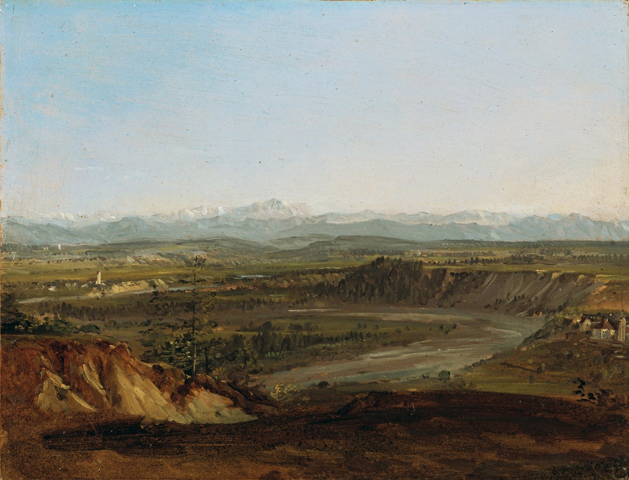Het Lechtal met uitzicht op de Zugspitze door Johann Georg von Dillis
