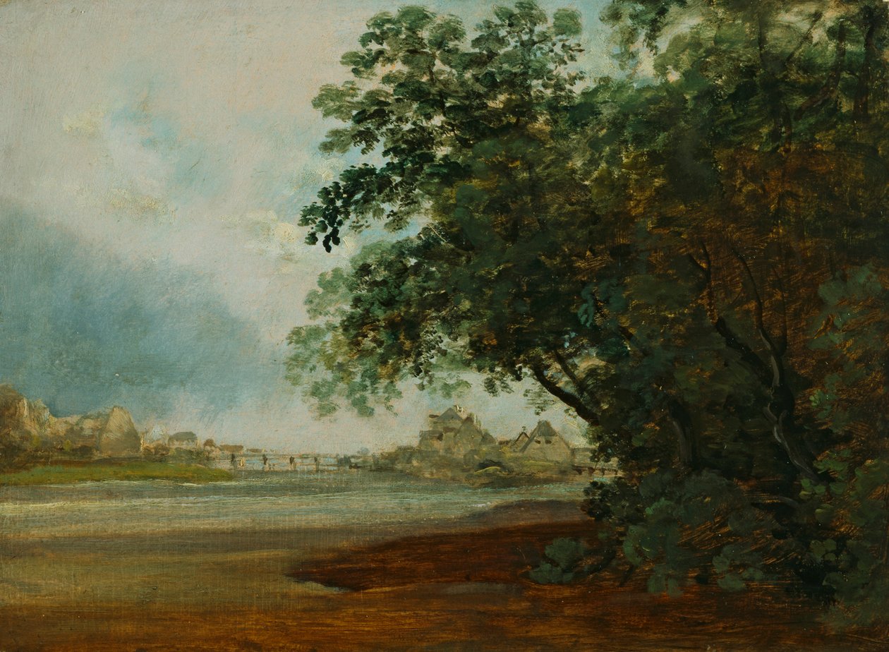 De Isar met het Prater-eiland door Johann Georg von Dillis