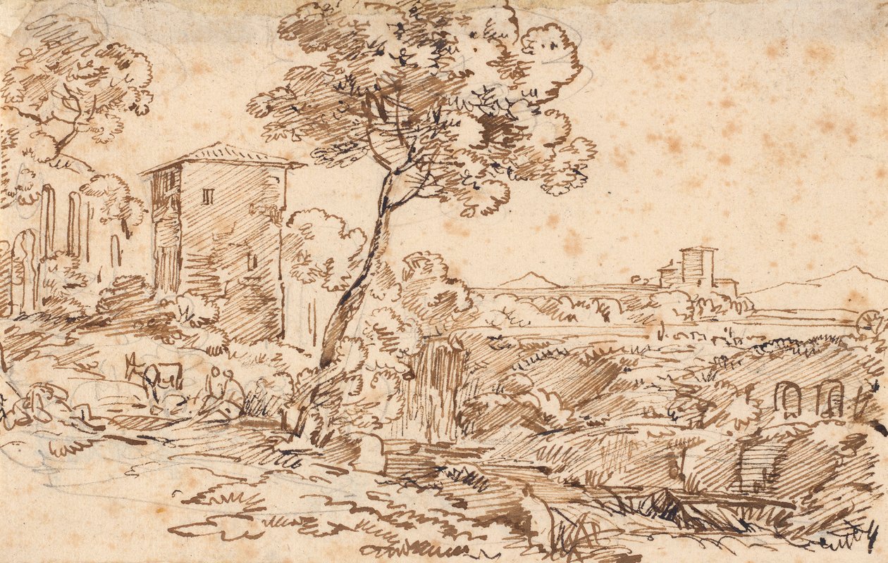 Italiaans landschap door Johann Georg von Dillis