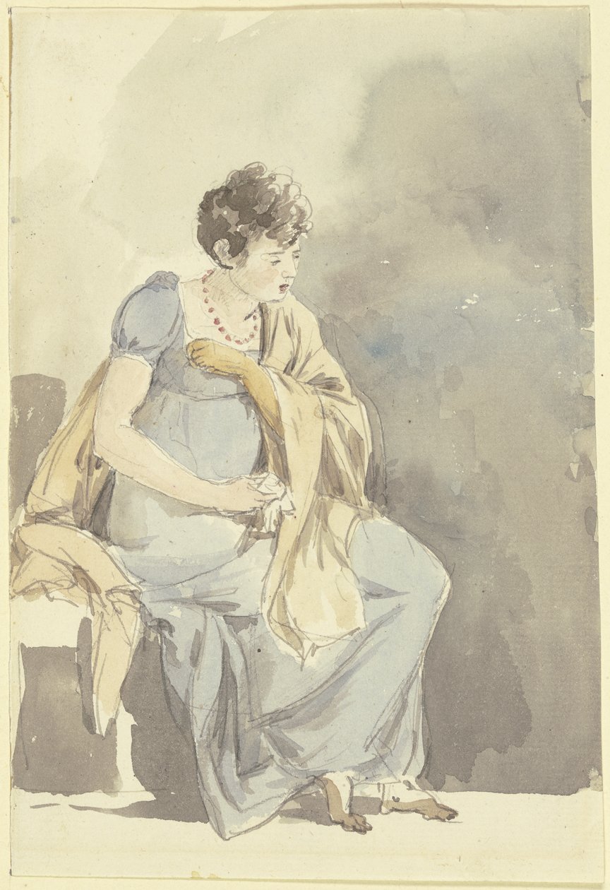 Zittende vrouw door Johann Georg von Dillis