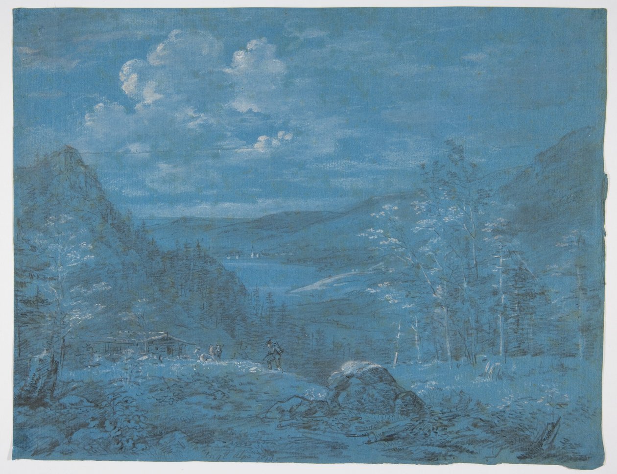 Uitzicht op de Ankl-Alpe en de Schliersee door Johann Georg von Dillis
