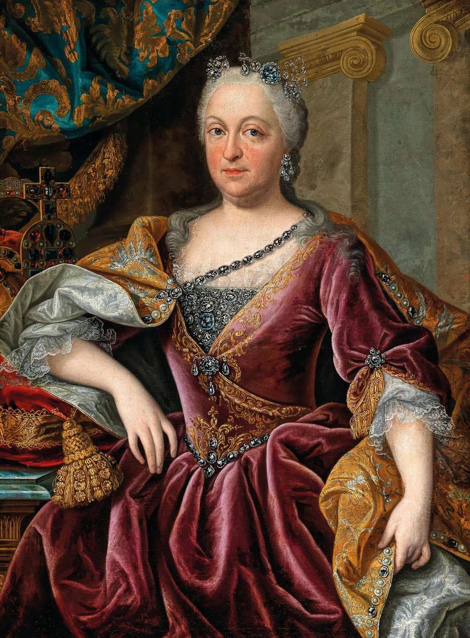 Portret van Maria Amalia van Oostenrijk 1701-1756, Heilige Roomse Keizerin door Johann Gottfried Auerbach