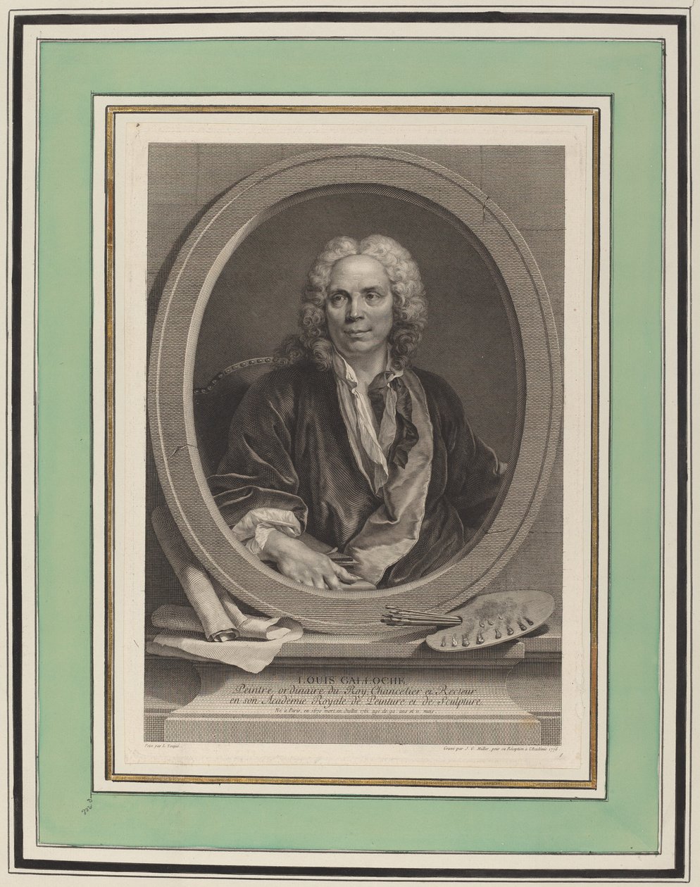 Louis Galloche door Johann Gotthard Müller, after Louis Tocqué