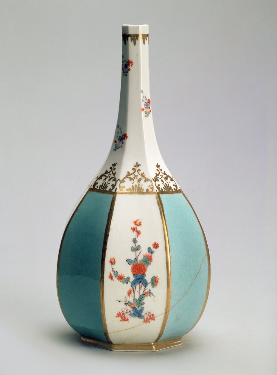 Fles, in de vorm van een Japanse sakefles, voor de Meissen fabriek, c.1725 door Johann Gregor Herold