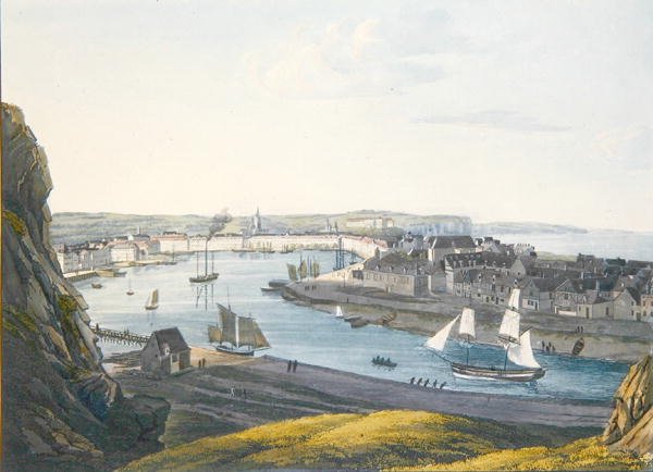 Uitzicht op Dieppe, begin 19e eeuw door Johann Heinrich (after) Luttringshausen