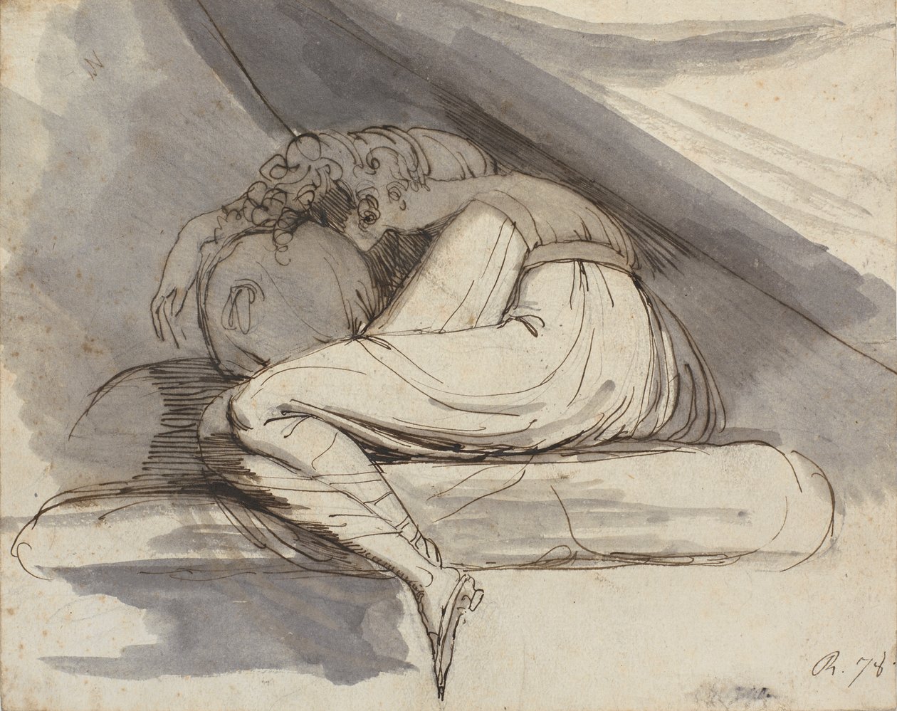 Zittende vrouw, opgerold door Johann Heinrich Füssli