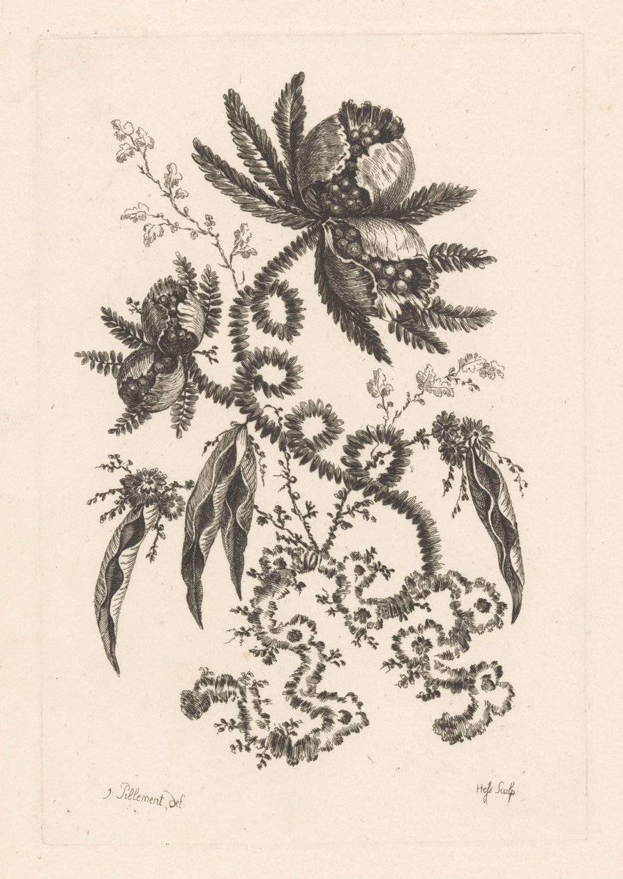 Bloemen met bessen door Johann Heinrich  Hess