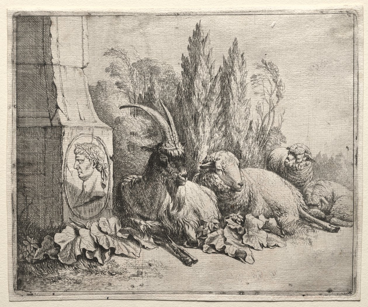Buste aan de Onderkant van een Piramide door Johann Heinrich Roos