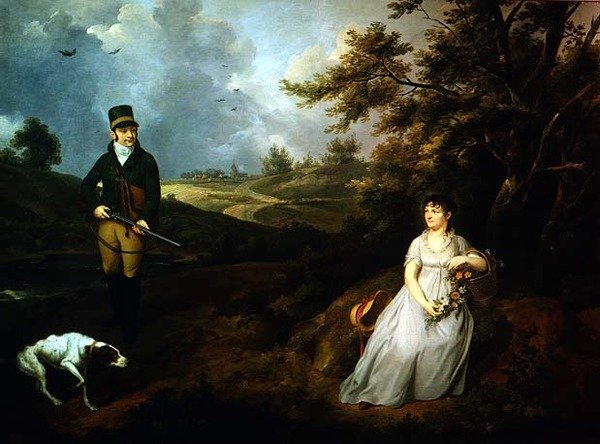 Portret van een heer en dame door Johann Heinrich Schroder