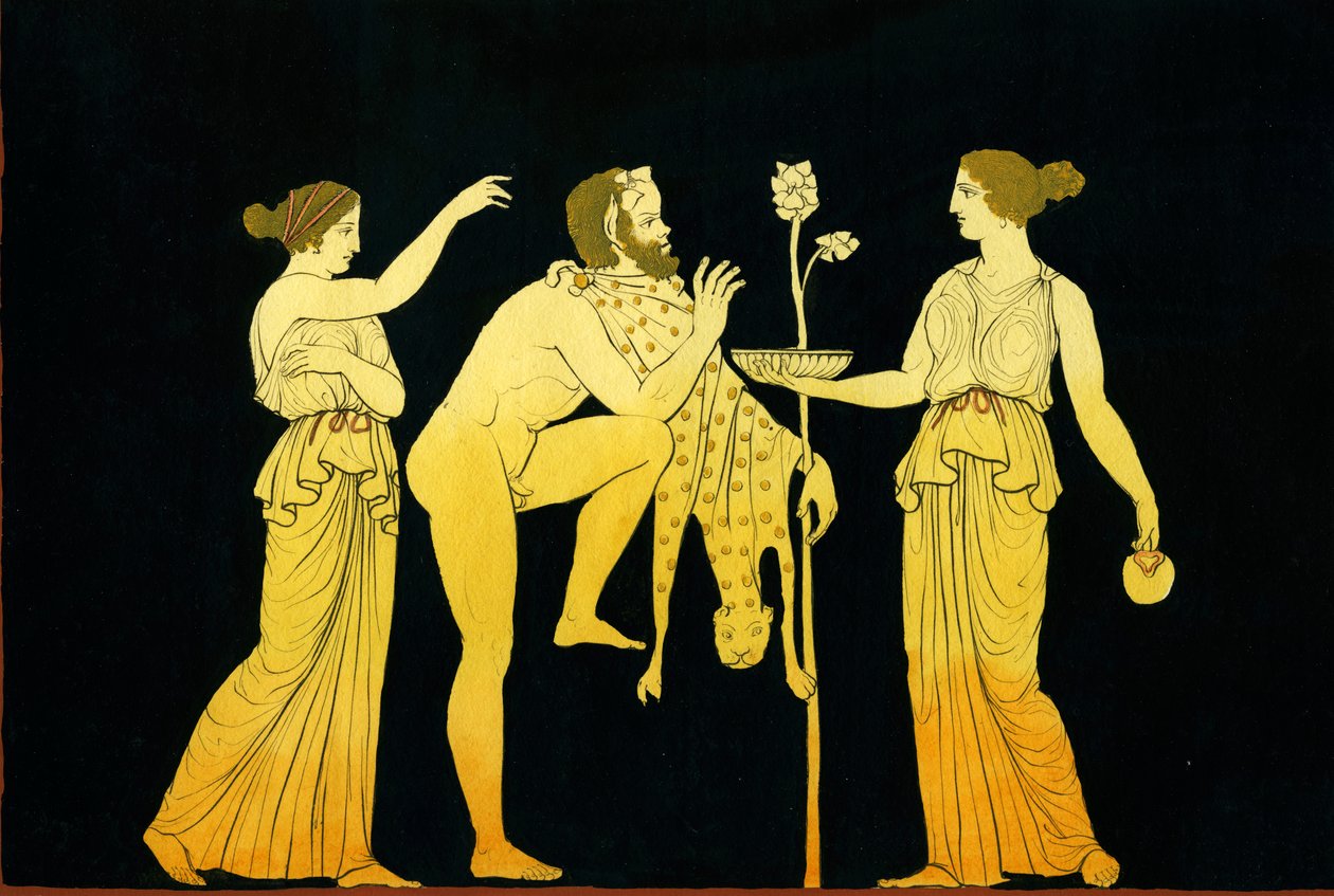 Twee maenaden bieden wijn aan Dionysos c.1796 door Johann Heinrich Wilhelm Tischbein