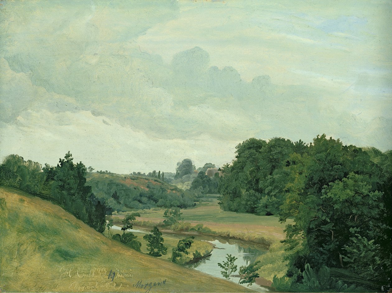 De rivier Alster bij Poppenbüttel in de ochtend, 1883 door Johann Herman Carmiencke