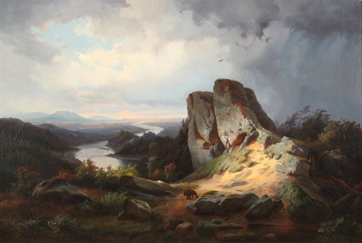 Westers landschap 1853 door Johann Herman Carmiencke