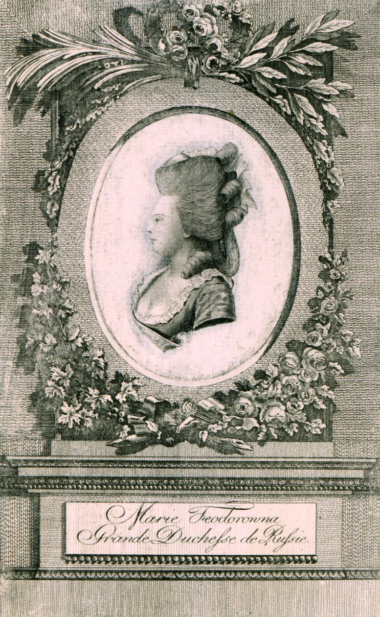 Portret van Groothertogin Maria Feodorovna Sophie Dorothea van Württemberg 1759-1828, 1781 door Johann Hieronymus Loeschenkohl