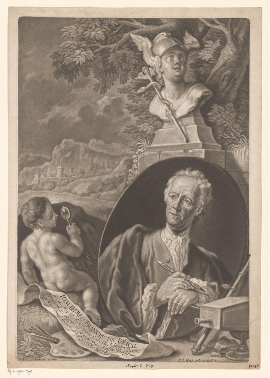 Portret van Joachim Franz Beich op 80-jarige leeftijd door Johann Jacob Haid