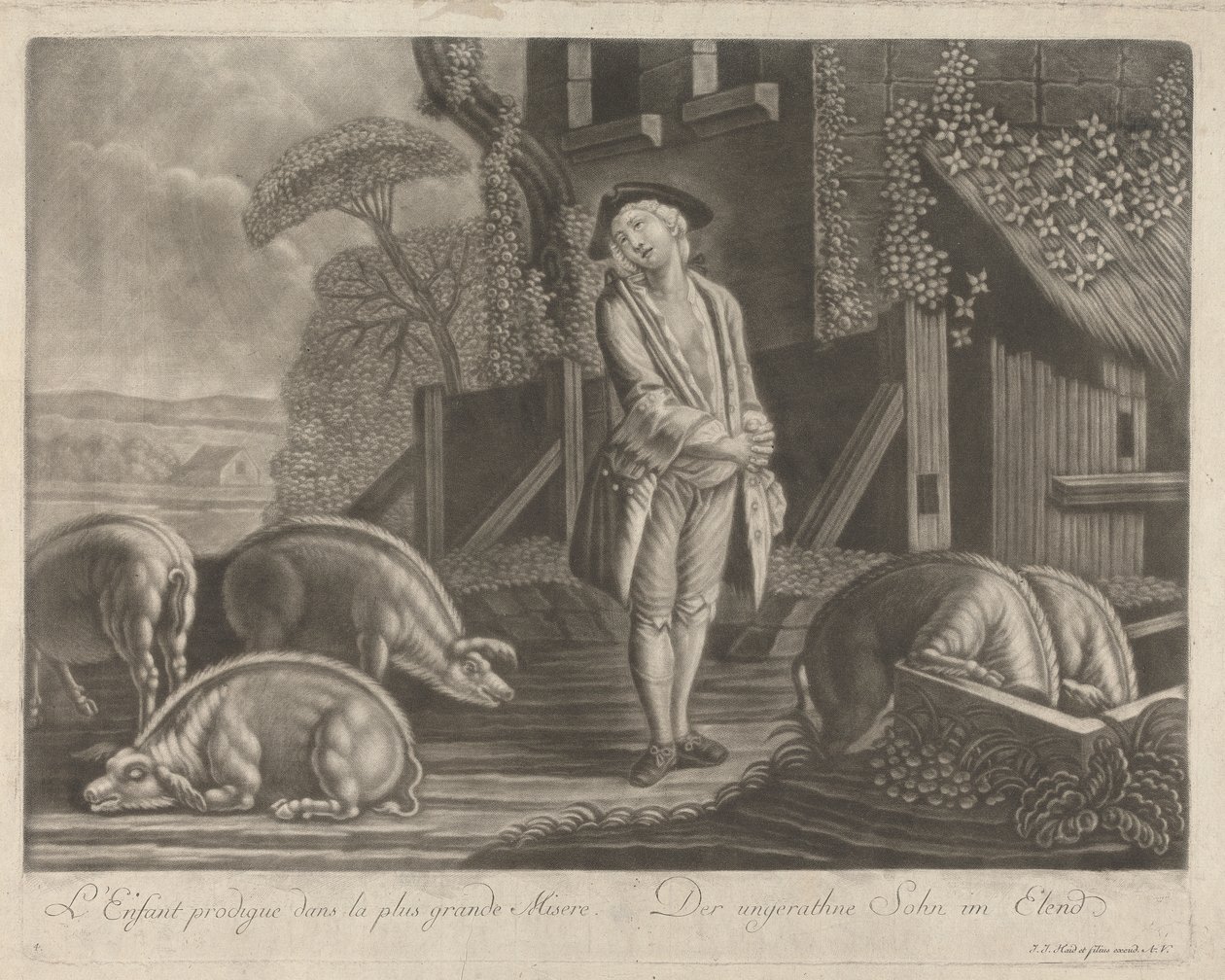 De verloren zoon in de grootste ellende door Johann Jacobus Haid
