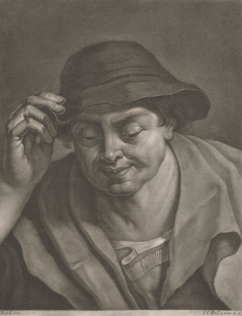 Man met een Hoed door Johann Jacobus Haid