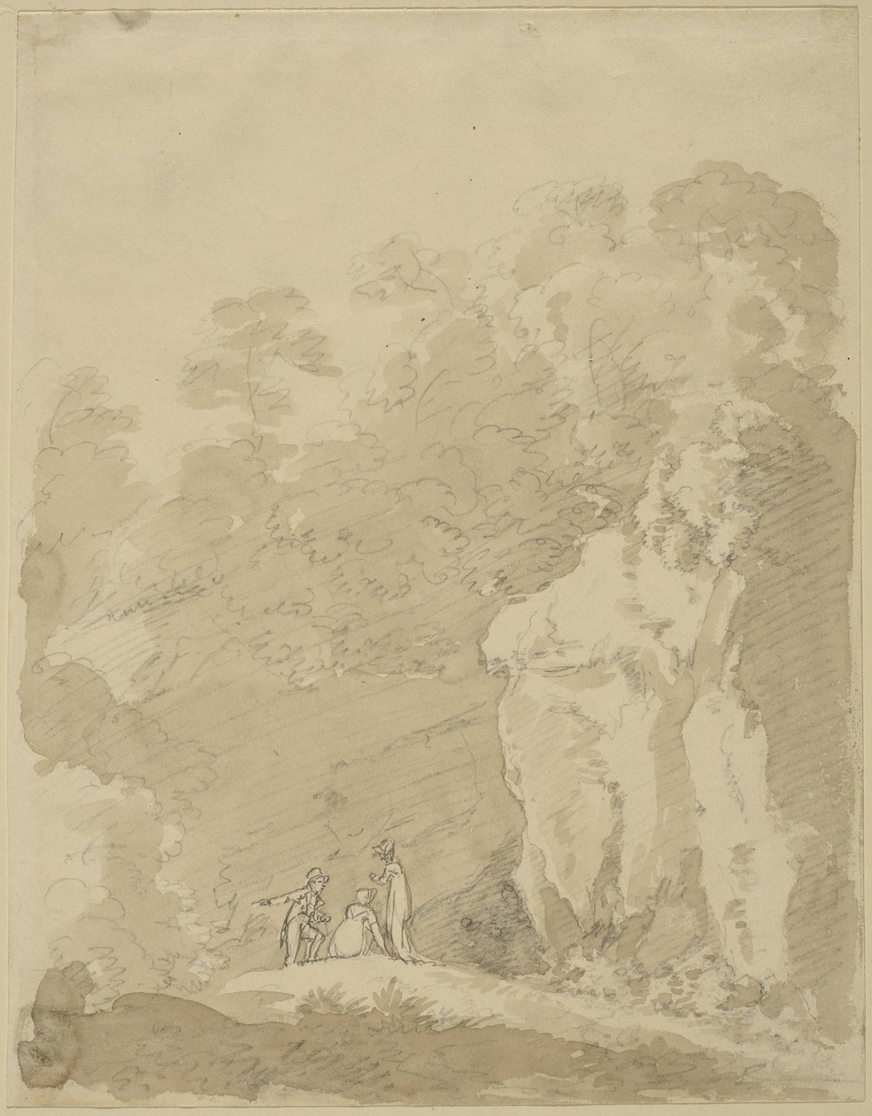 Heer en twee dames door Johann Jakob Dorner der Jüngere