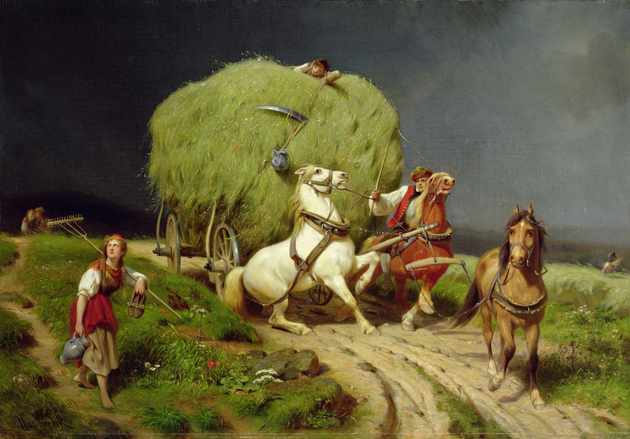 De Hooiwagen door Johann Jakob Eduard Handwerk