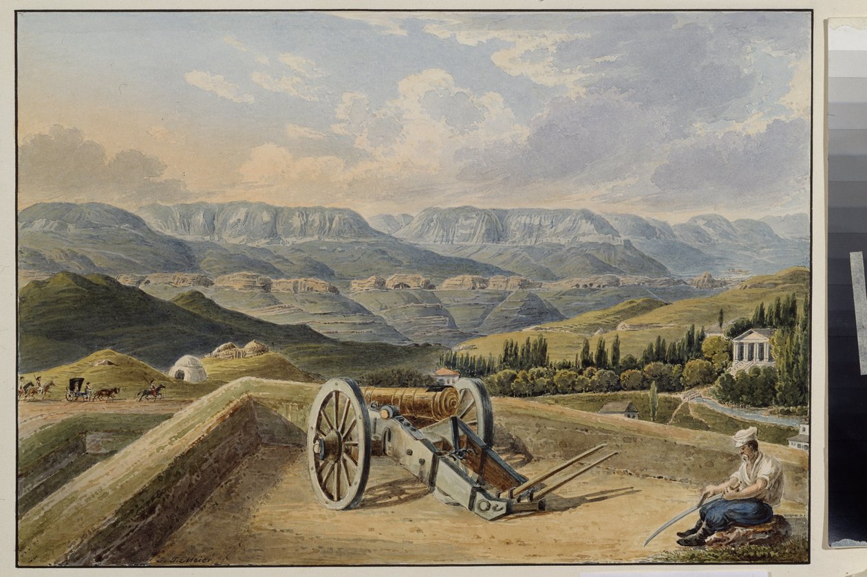 De vesting van Kislovodsk (Noord-Kaukasus). Batterij in de bergen door Johann Jakob Meyer