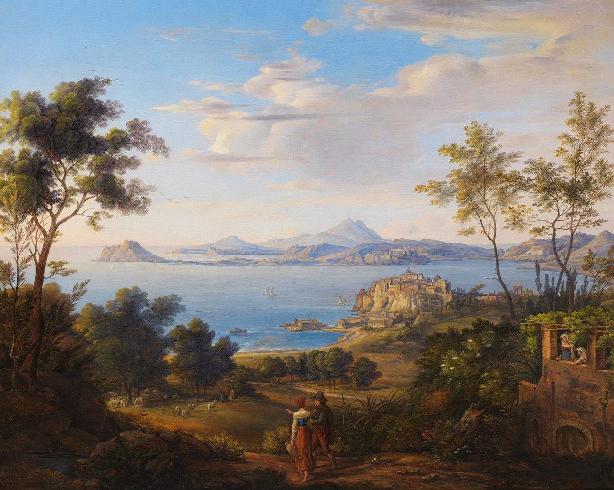 Johann Joachim Faber De baai van Pozzuoli bij Napels 1829 door Johann Joachim Faber